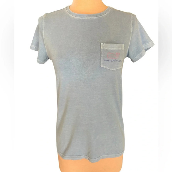 Vineyard Vines Light Blue Pocket Whale Graphic Tee Women’s Size XS - Picture 1 of 5
